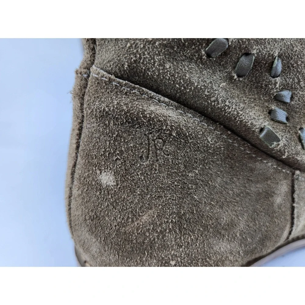Jack Rogers Kaitlin Mid Calf Boots Womens 7M Brown Suede Whipstitch Pull‎ On
